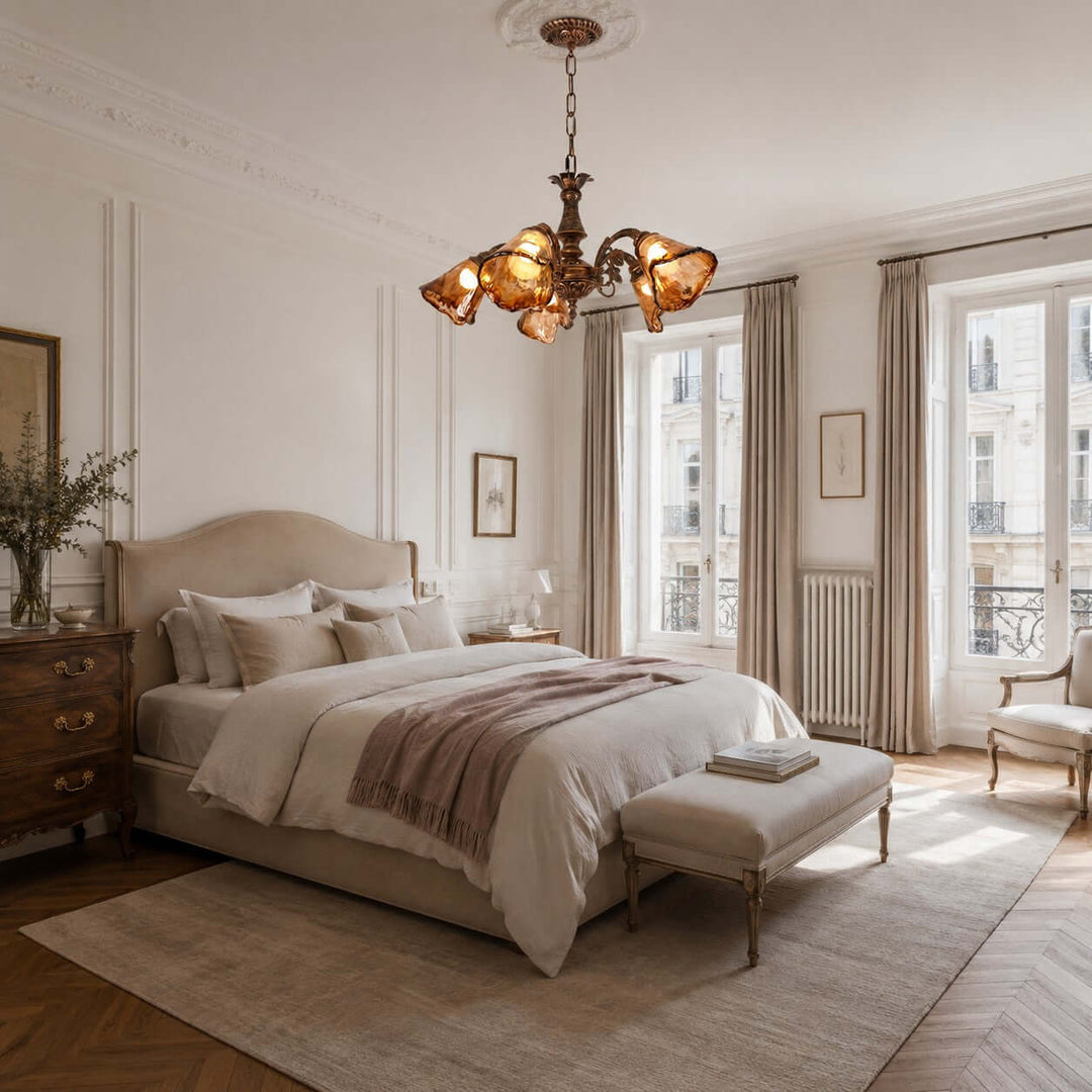 Brenelle Chandelier - Amber Vintage Glass Chandelier for Dining | Vinlighting