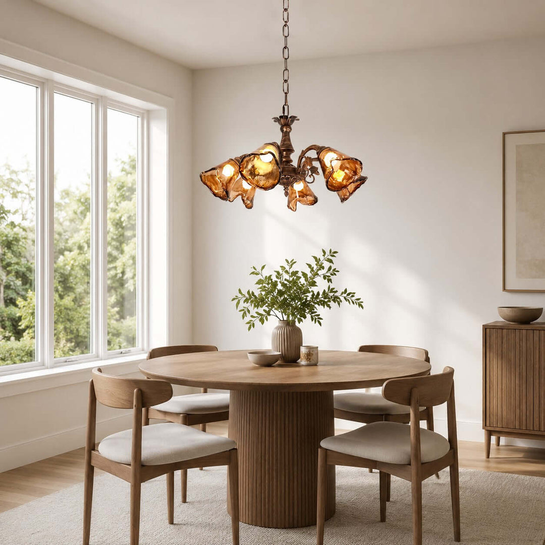 Brenelle Chandelier - Amber Vintage Glass Chandelier for Dining | Vinlighting