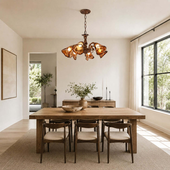Brenelle Chandelier - Amber Vintage Glass Chandelier for Dining | Vinlighting