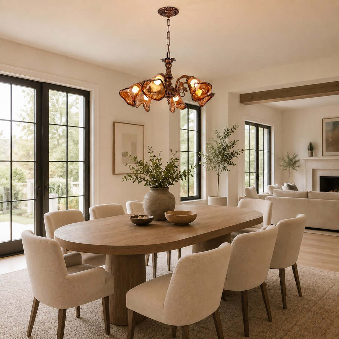 Brenelle Chandelier - Amber Vintage Glass Chandelier for Dining | Vinlighting