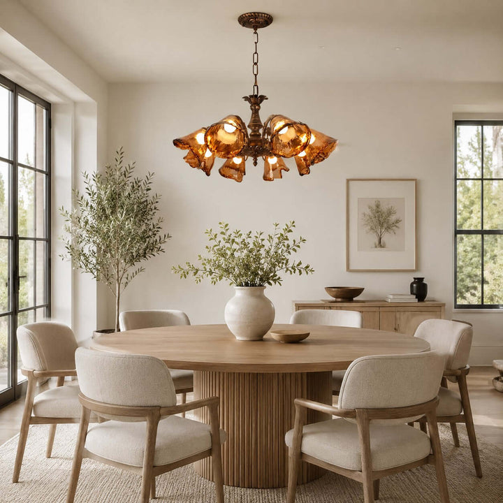Brenelle Chandelier - Amber Vintage Glass Chandelier for Dining | Vinlighting