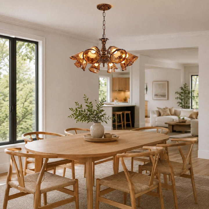 Brenelle Chandelier - Amber Vintage Glass Chandelier for Dining | Vinlighting