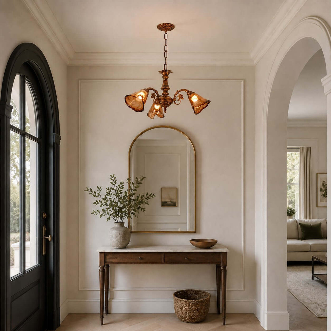 Brenelle Chandelier - Amber Vintage Glass Chandelier for Dining | Vinlighting