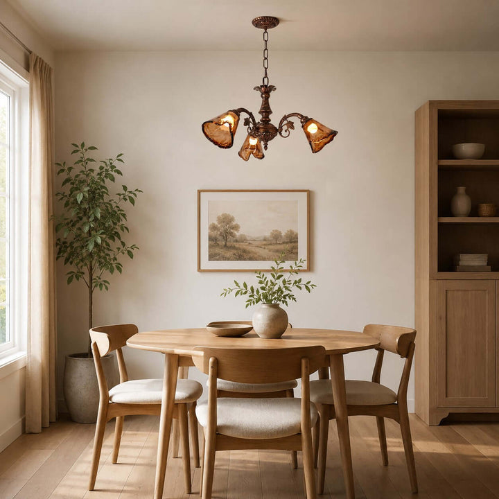 Brenelle Chandelier - Amber Vintage Glass Chandelier for Dining | Vinlighting