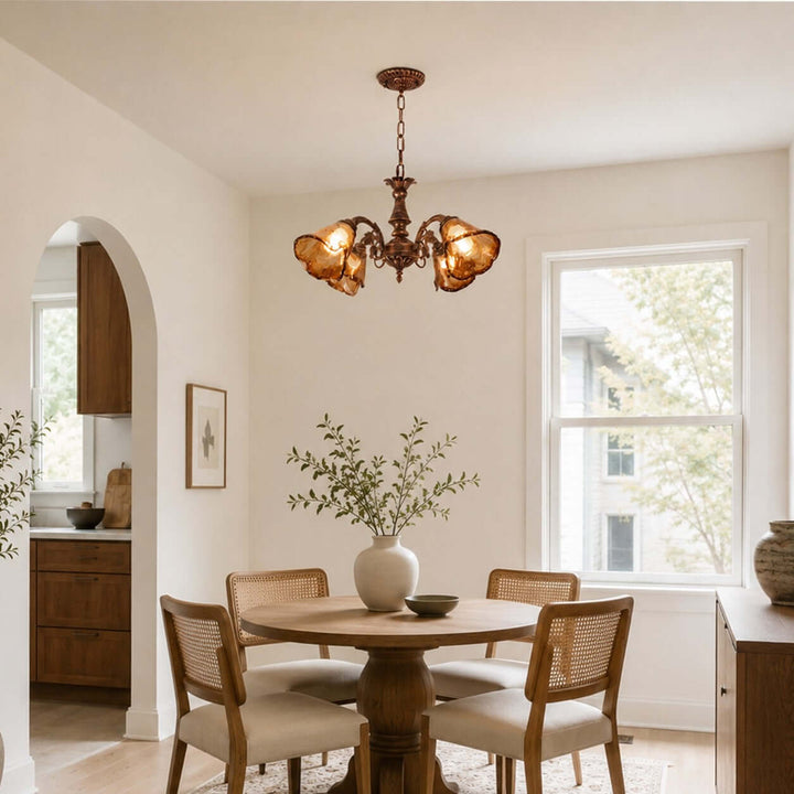 Brenelle Chandelier - Amber Vintage Glass Chandelier for Dining | Vinlighting