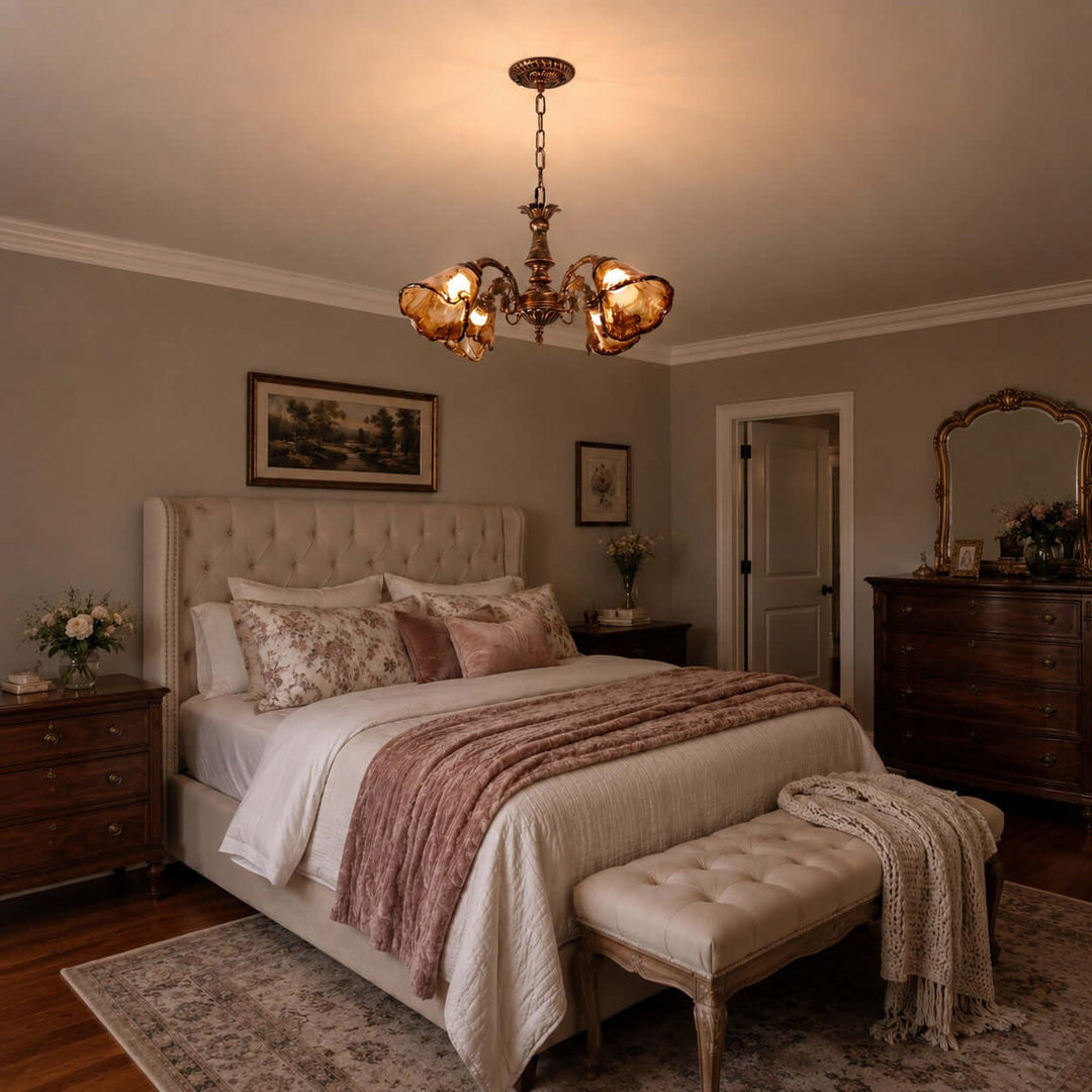 Brenelle Chandelier - Amber Vintage Glass Chandelier for Dining | Vinlighting