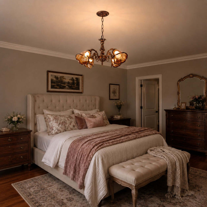 Brenelle Chandelier - Amber Vintage Glass Chandelier for Dining | Vinlighting