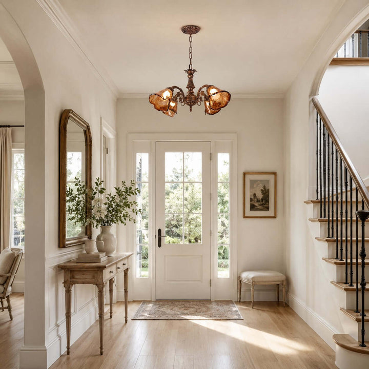 Brenelle Chandelier - Amber Vintage Glass Chandelier for Dining | Vinlighting