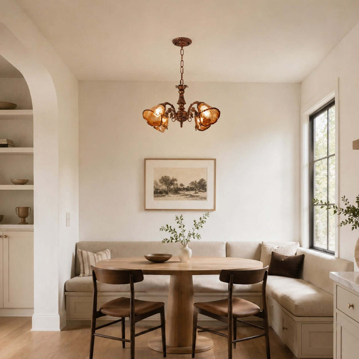 Brenelle Chandelier - Amber Vintage Glass Chandelier for Dining | Vinlighting