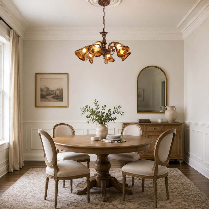Brenelle Chandelier - Amber Vintage Glass Chandelier for Dining | Vinlighting