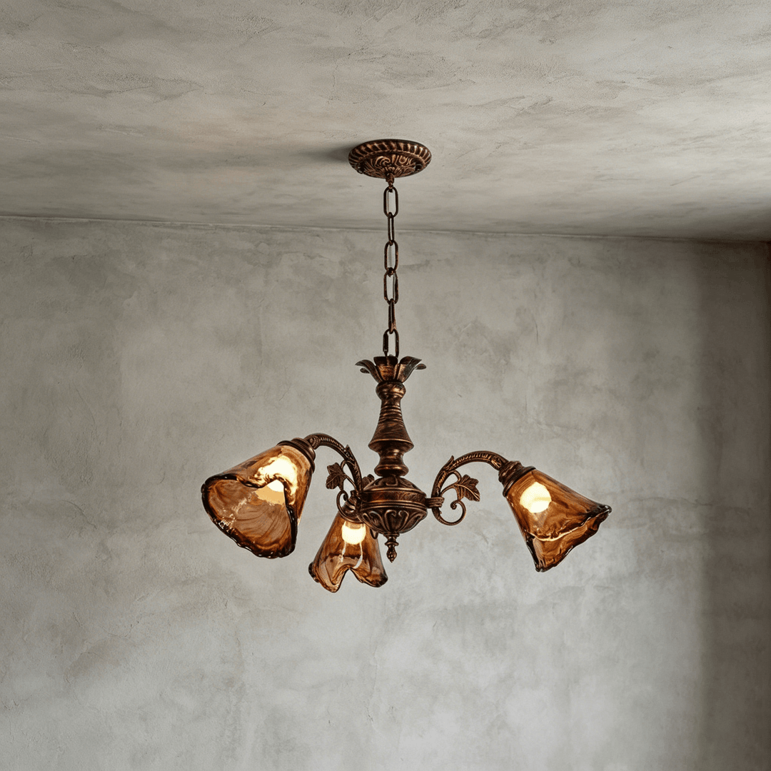 Brenelle Chandelier - Amber Vintage Glass Chandelier for Dining | Vinlighting