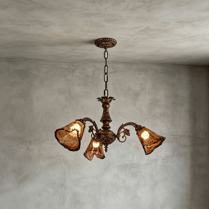 Brenelle Chandelier - Amber Vintage Glass Chandelier for Dining | Vinlighting