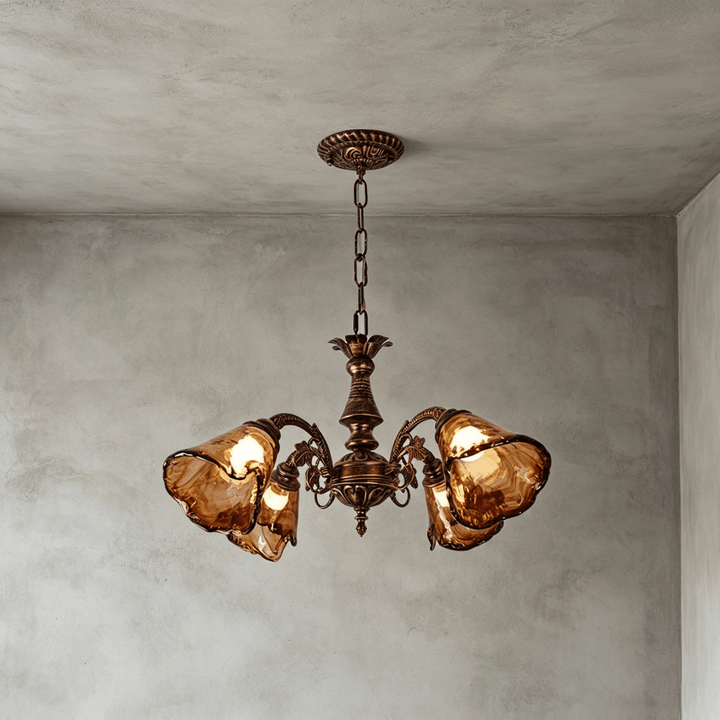 Brenelle Chandelier - Amber Vintage Glass Chandelier for Dining | Vinlighting