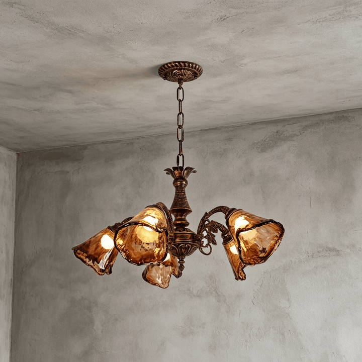 Brenelle Chandelier - Amber Vintage Glass Chandelier for Dining | Vinlighting
