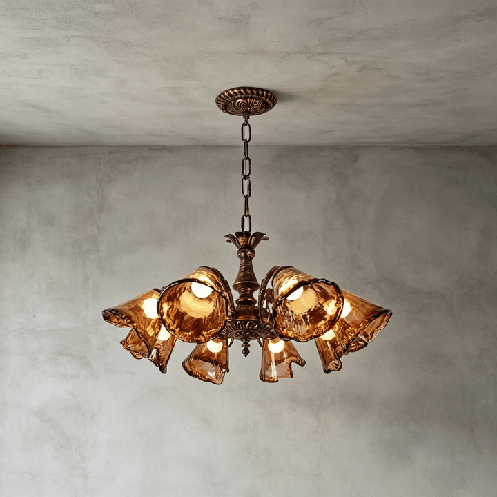 Brenelle Chandelier - Amber Vintage Glass Chandelier for Dining | Vinlighting