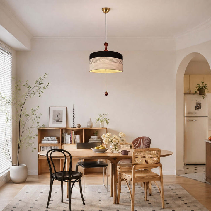 Brenoa Pendant Light | Vintage Fabric Shade for Dining Rooms