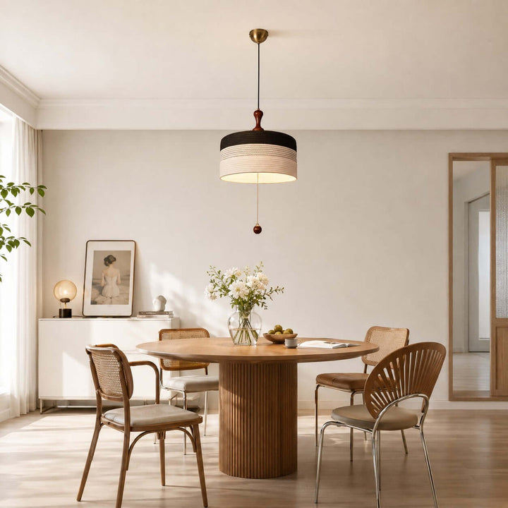 Brenoa Pendant Light | Vintage Fabric Shade for Dining Rooms