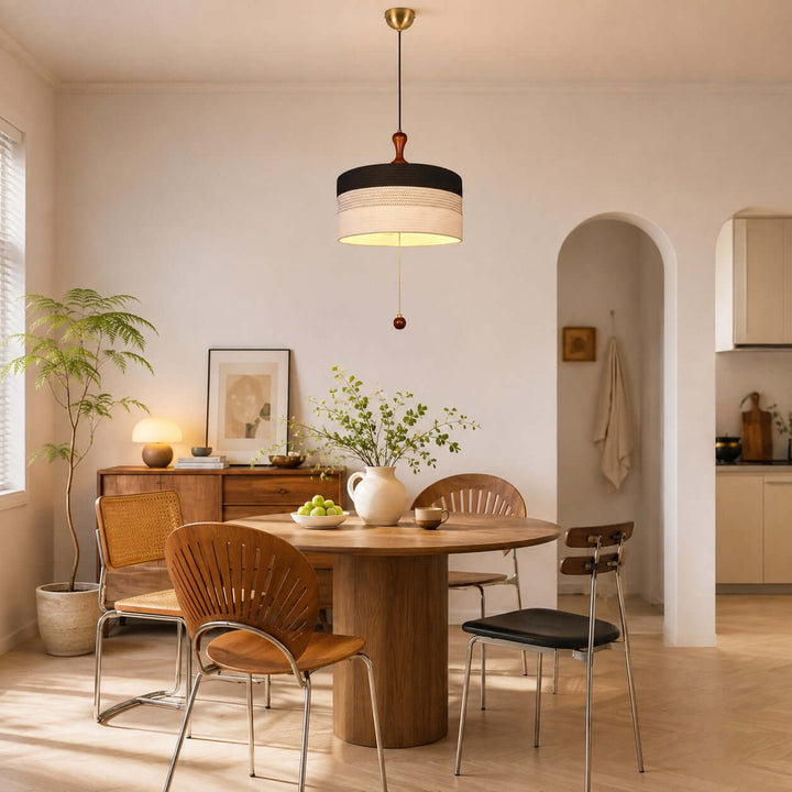 Brenoa Pendant Light | Vintage Fabric Shade for Dining Rooms