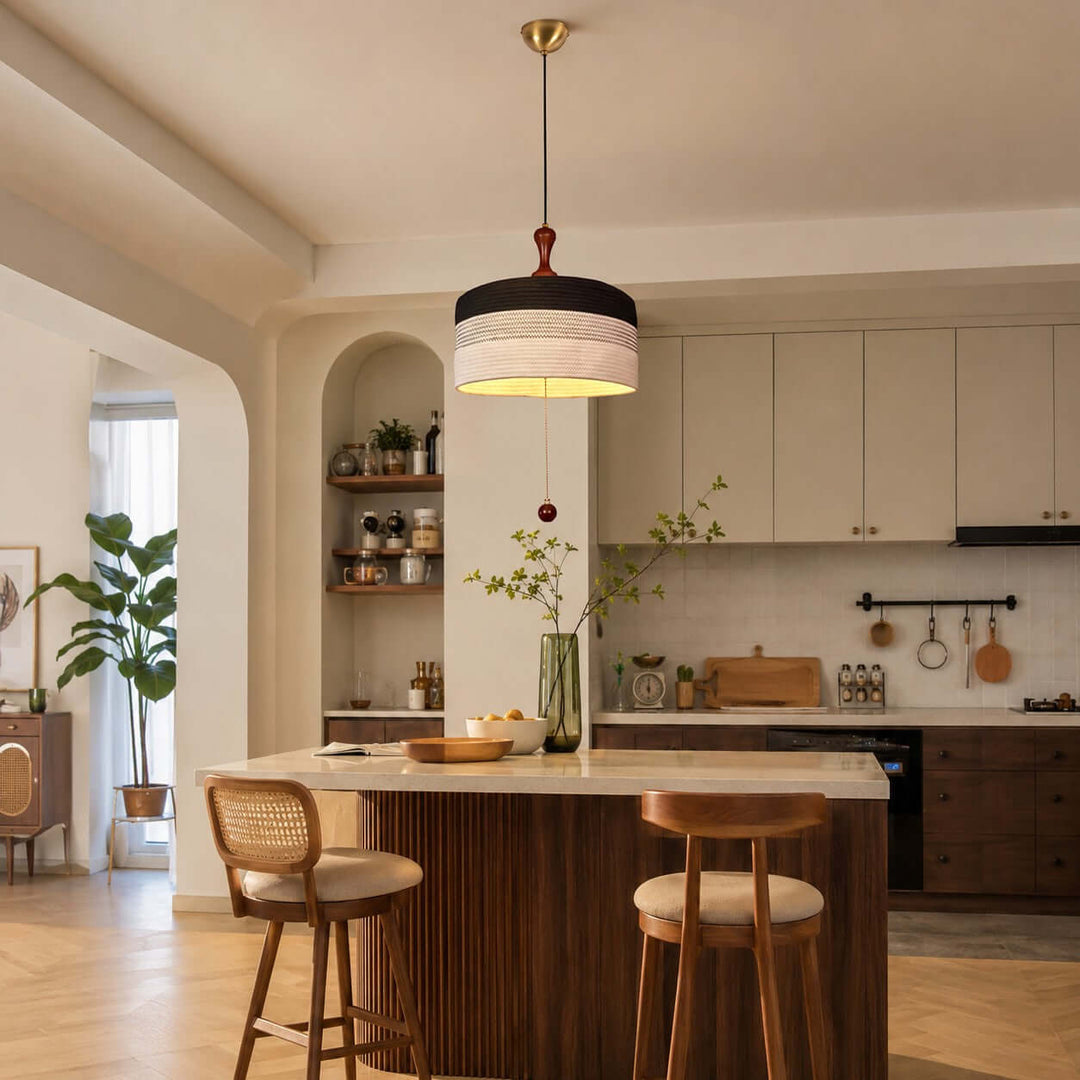 Brenoa Pendant Light | Vintage Fabric Shade for Dining Rooms