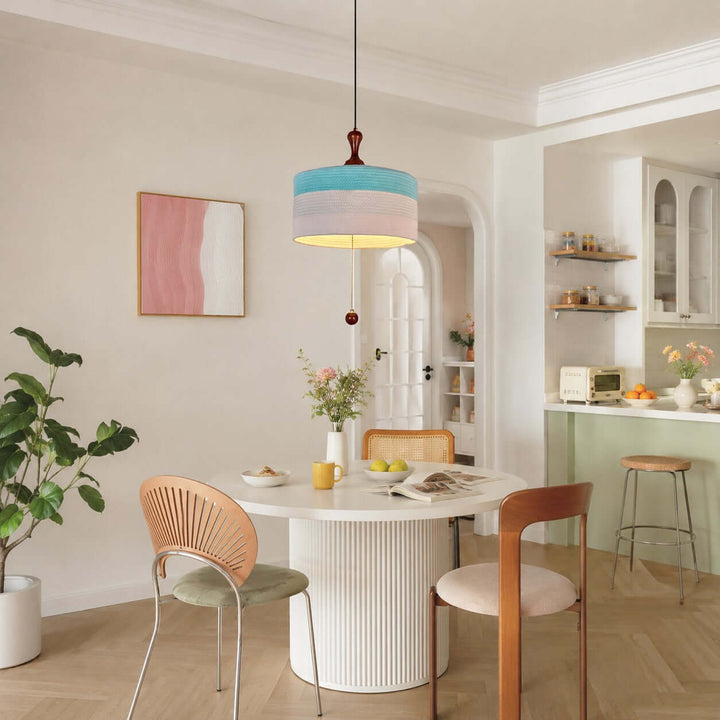 Brenoa Pendant Light | Vintage Fabric Shade for Dining Rooms