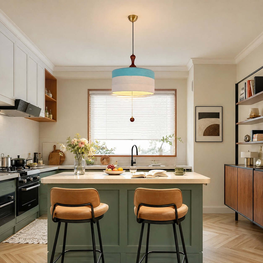 Brenoa Pendant Light | Vintage Fabric Shade for Dining Rooms