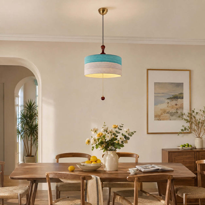 Brenoa Pendant Light | Vintage Fabric Shade for Dining Rooms