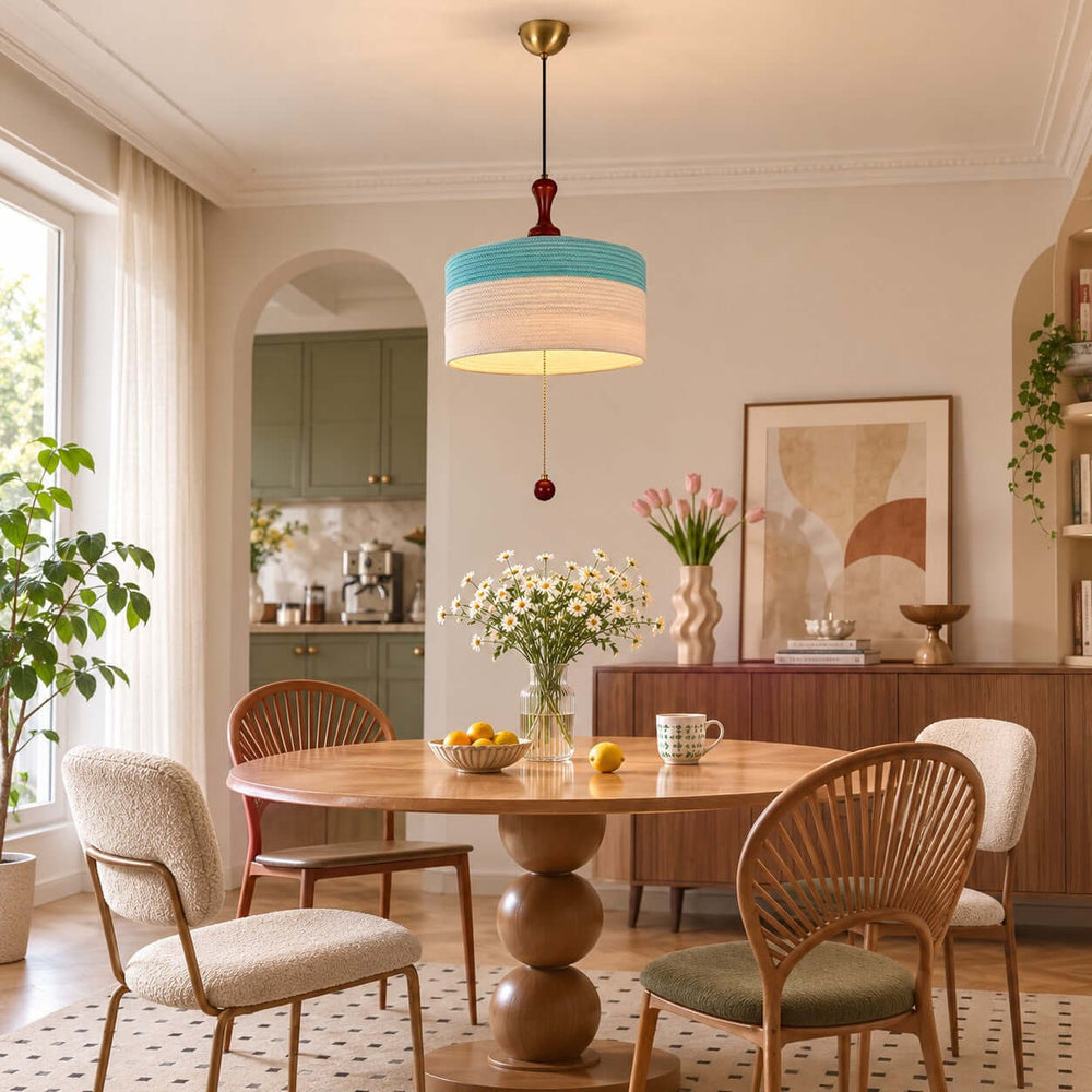 Brenoa Pendant Light | Vintage Fabric Shade for Dining Rooms