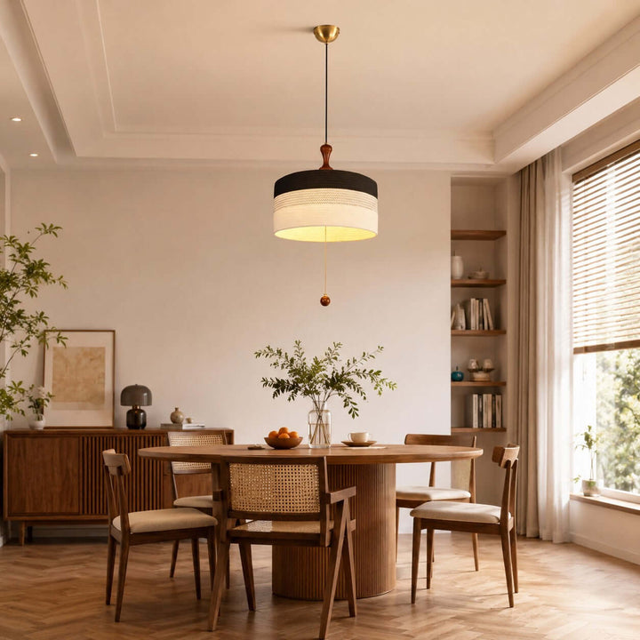 Brenoa Pendant Light | Vintage Fabric Shade for Dining Rooms
