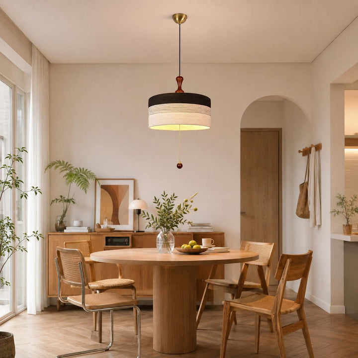 Brenoa Pendant Light | Vintage Fabric Shade for Dining Rooms