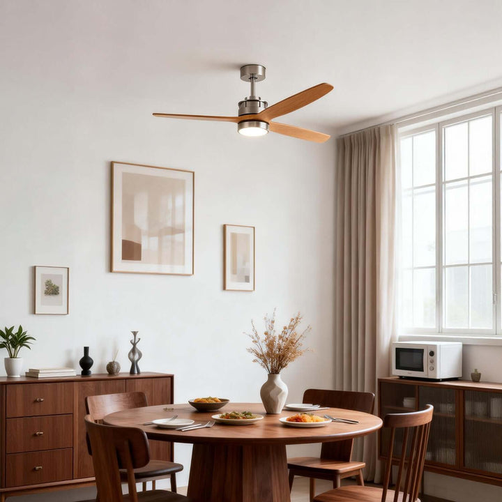 Brezol Ceiling Fan Light - Modern French Wood Dining Light