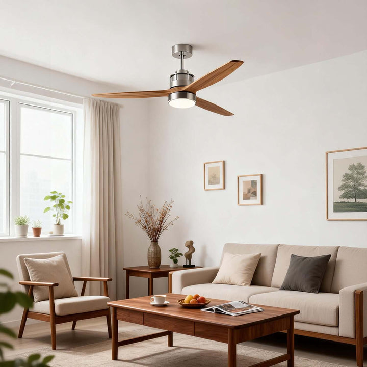 Brezol Ceiling Fan Light - Modern French Wood Dining Light