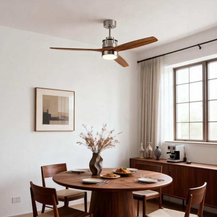 Brezol Ceiling Fan Light - Modern French Wood Dining Light