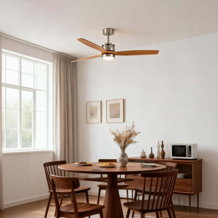 Brezol Ceiling Fan Light - Modern French Wood Dining Light