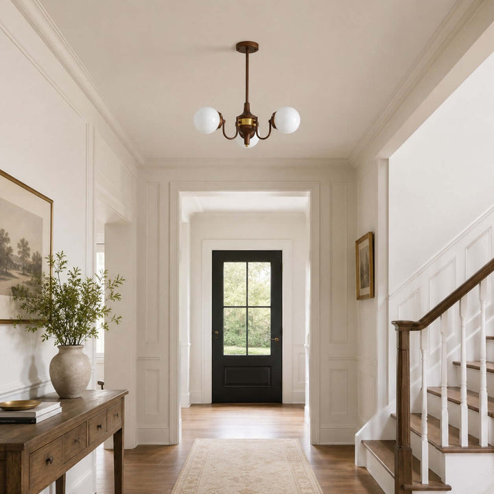 Brielle Vintage Mid Century Glass Globe Dining Chandelier | Vinlighting