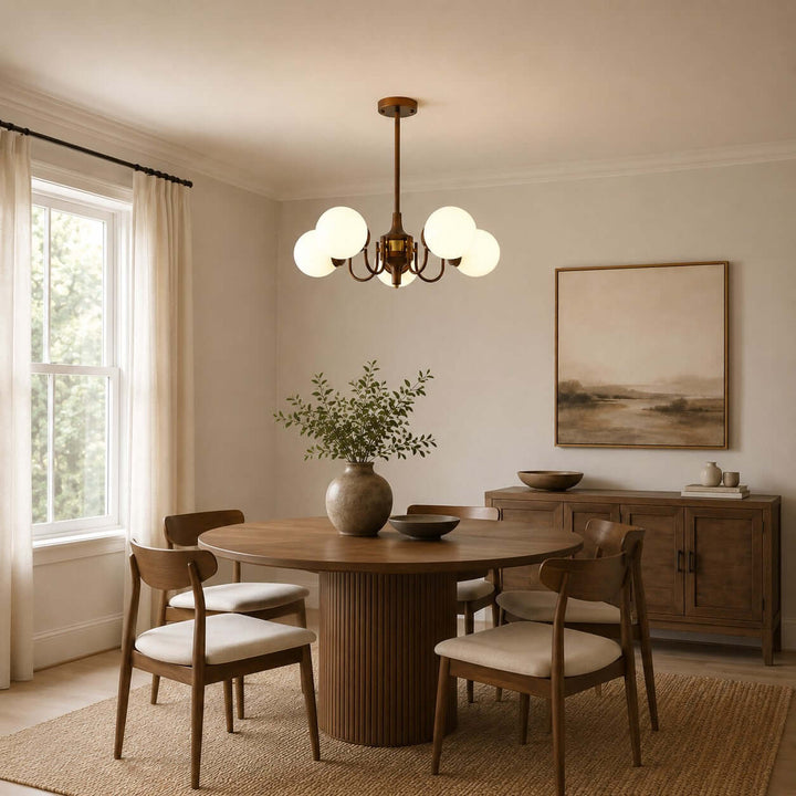 Brielle Vintage Mid Century Glass Globe Dining Chandelier | Vinlighting