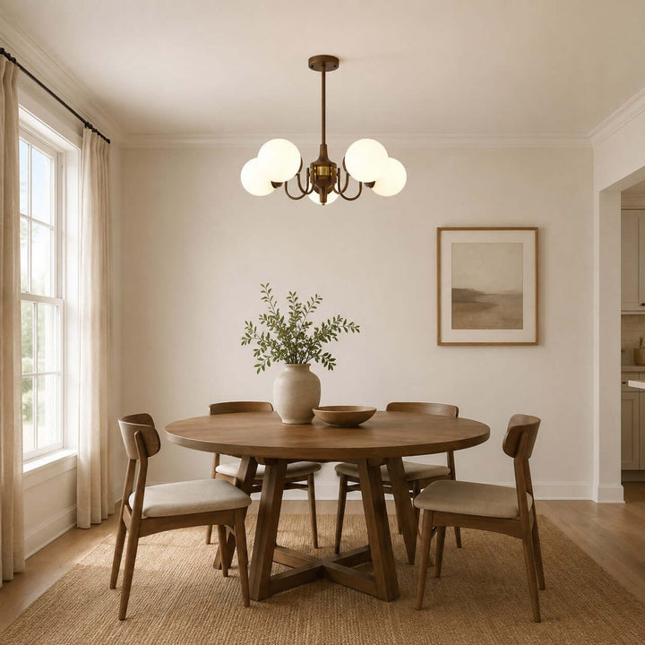 Brielle Vintage Mid Century Glass Globe Dining Chandelier | Vinlighting