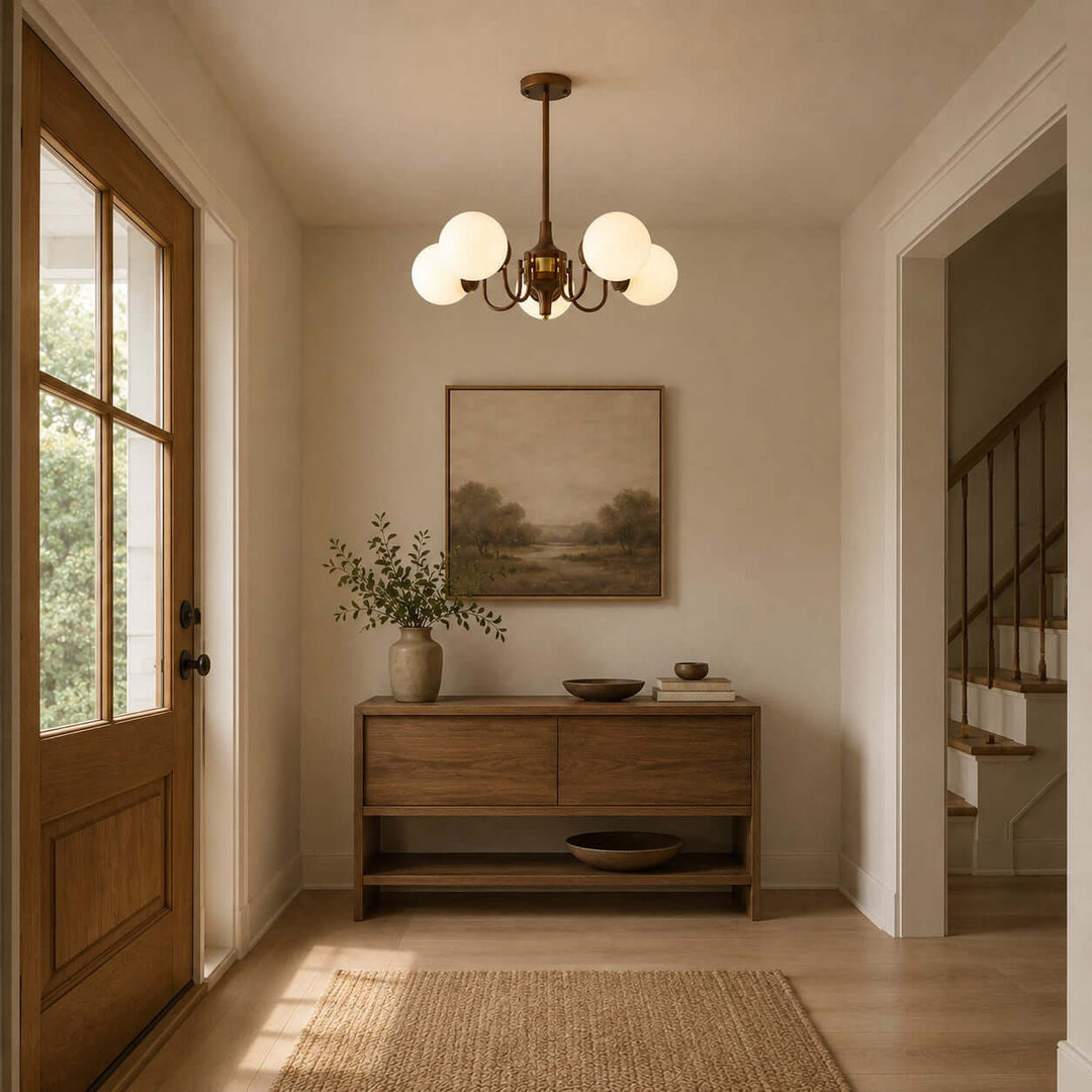 Brielle Vintage Mid Century Glass Globe Dining Chandelier | Vinlighting