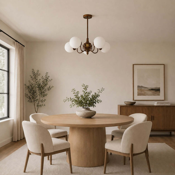 Brielle Vintage Mid Century Glass Globe Dining Chandelier | Vinlighting