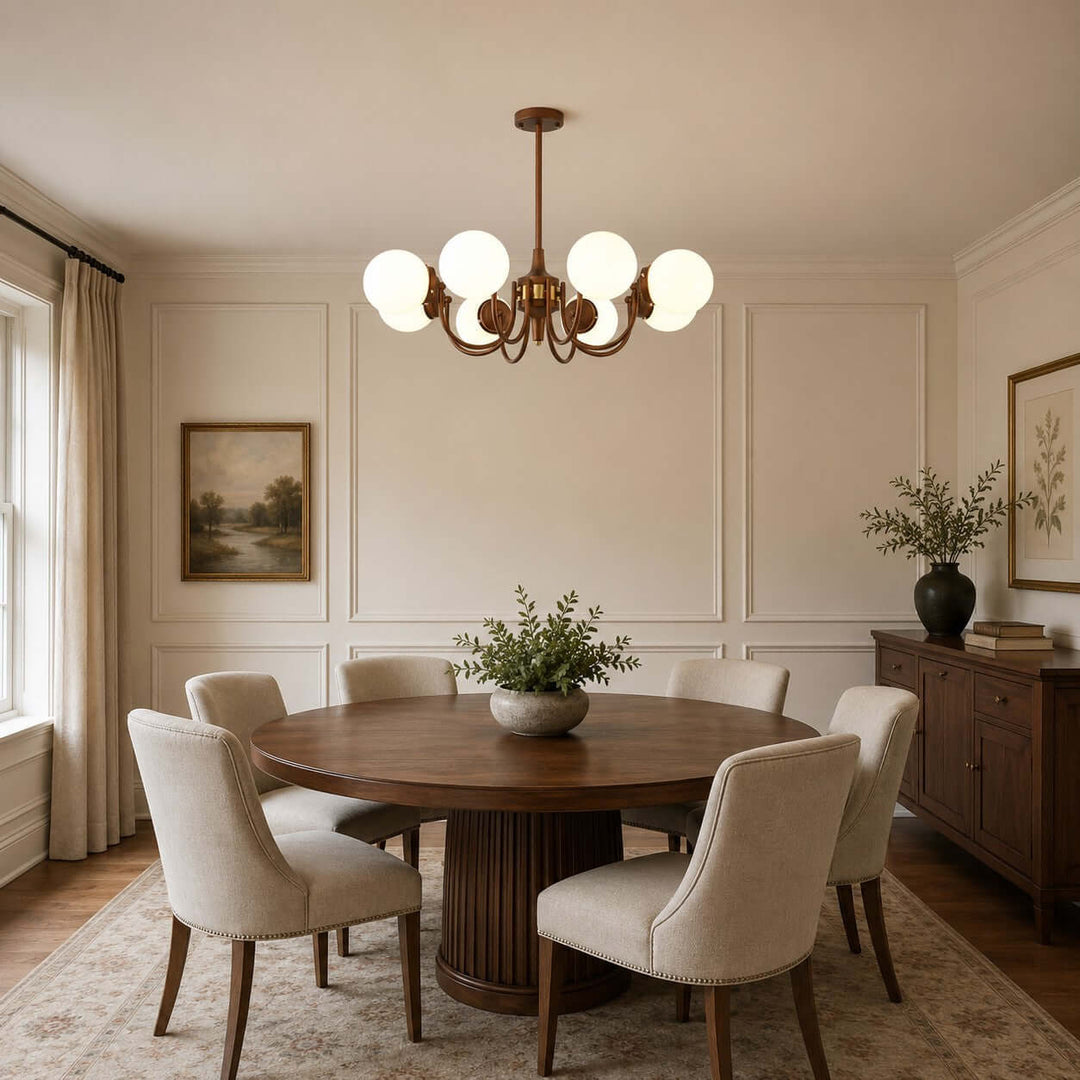 Brielle Vintage Mid Century Glass Globe Dining Chandelier | Vinlighting