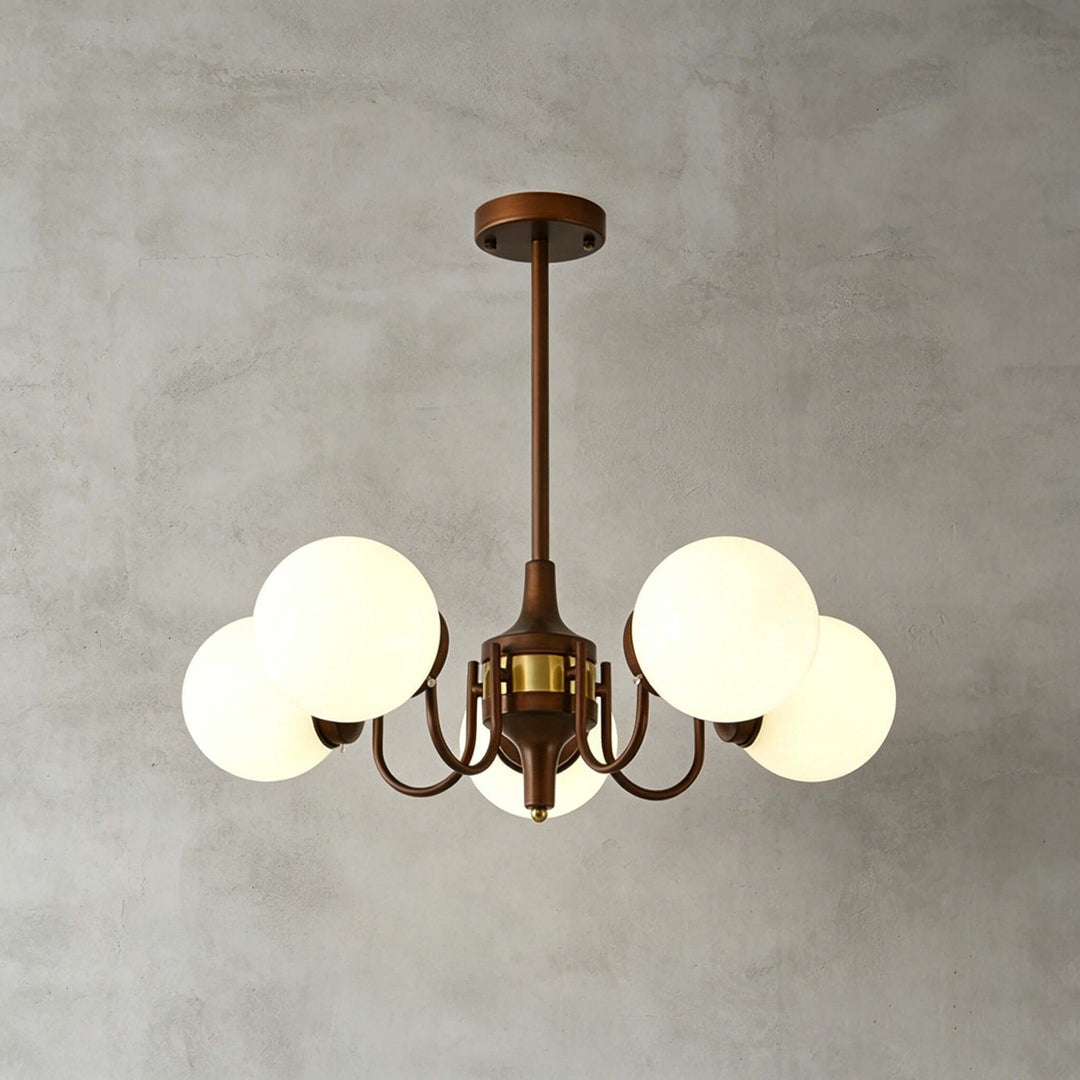 Brielle Vintage Mid Century Glass Globe Dining Chandelier | Vinlighting