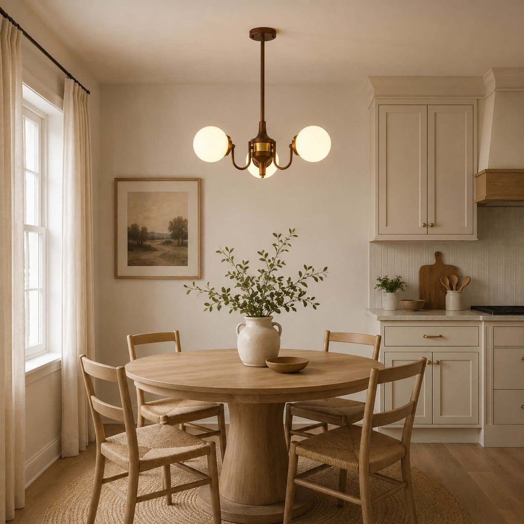 Brielle Vintage Mid Century Glass Globe Dining Chandelier | Vinlighting