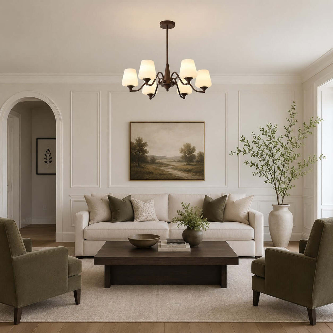 Bristow Chandelier – American Minimalist Frosted Glass Dining Lighting | Vinlighting