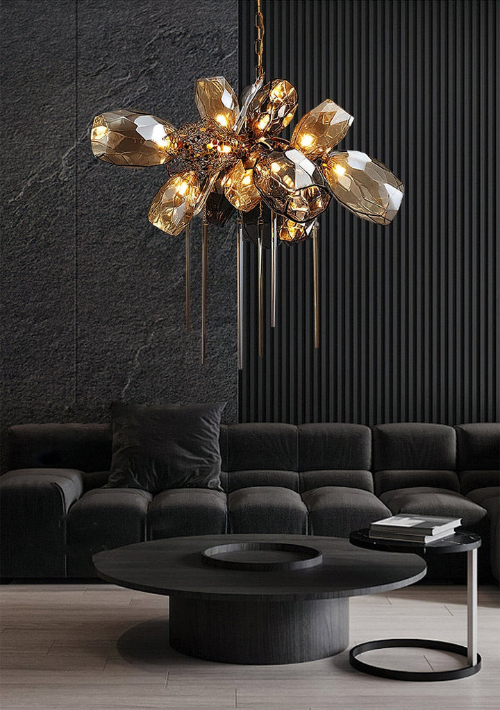 Britannica Chandelier Horizontal | Modern Murano Glass & Bronze | Vinlighting | Vinlighting