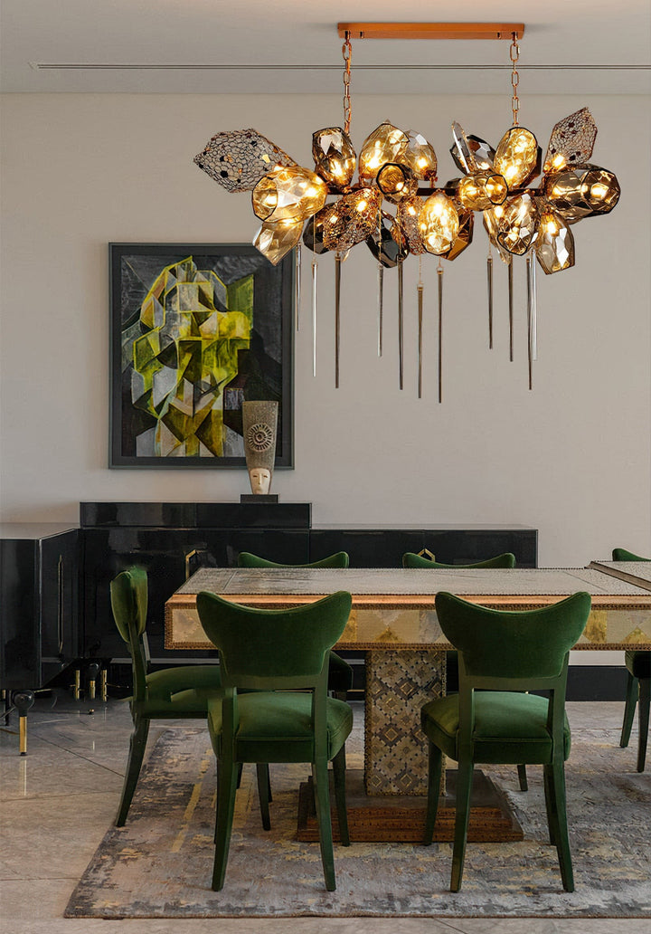 Britannica Chandelier Horizontal | Modern Murano Glass & Bronze | Vinlighting | Vinlighting