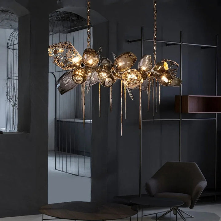 Britannica Chandelier Horizontal | Modern Murano Glass & Bronze | Vinlighting | Vinlighting