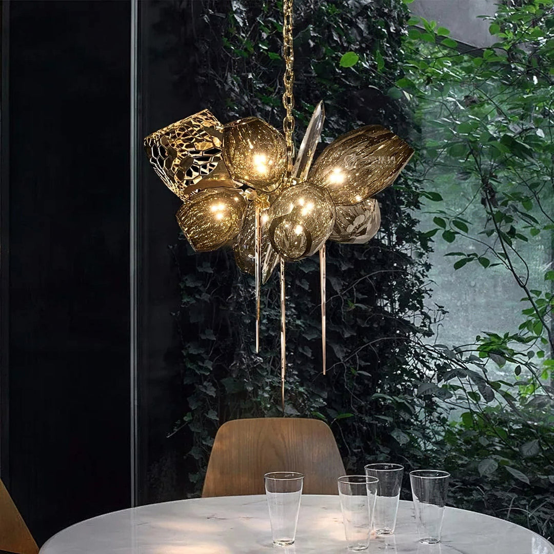 Britannica Chandelier Horizontal | Modern Murano Glass & Bronze | Vinlighting | Vinlighting
