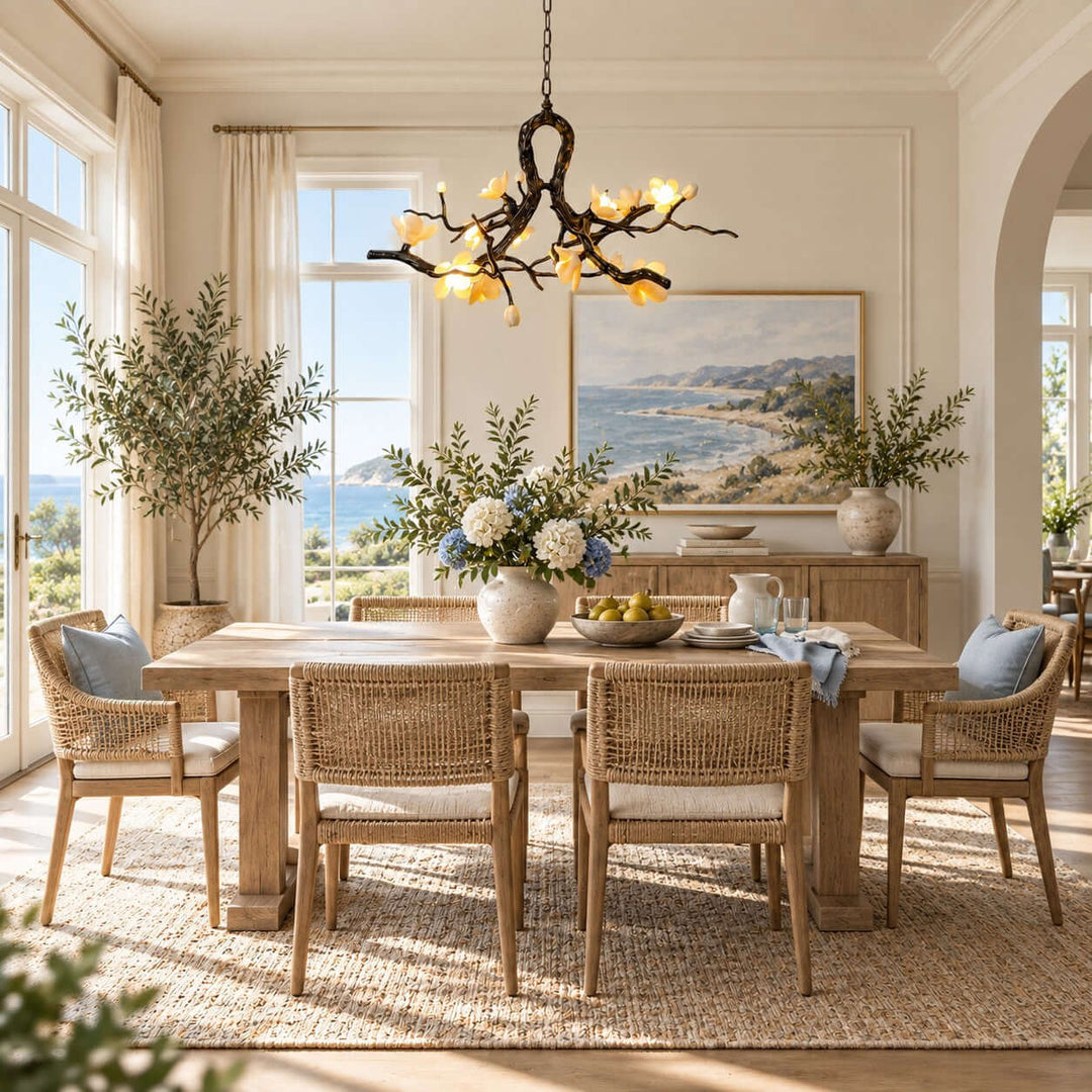 Brivayne Statement Chandelier with Ceramic Buds for Dining Rooms