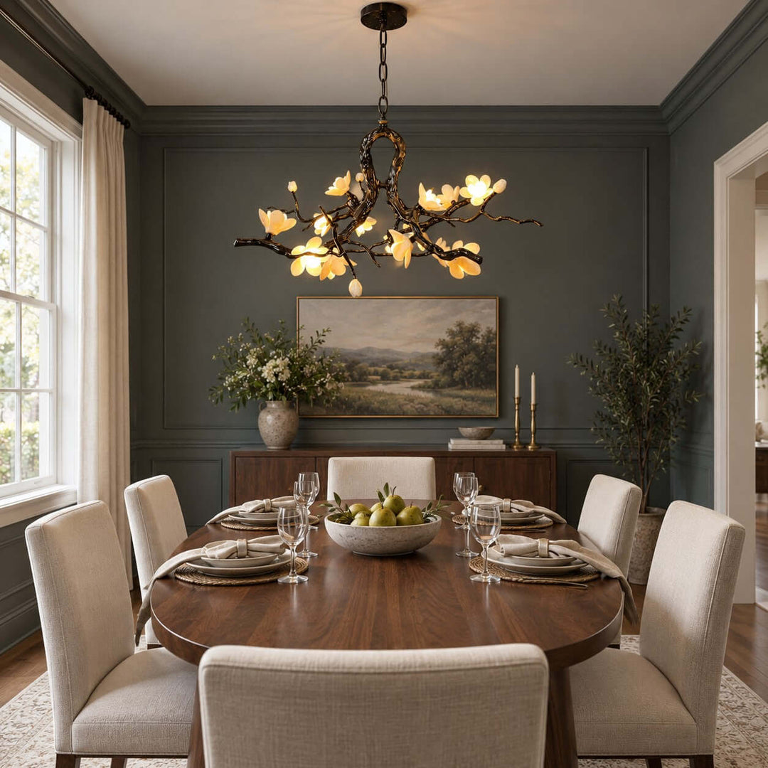 Brivayne Statement Chandelier with Ceramic Buds for Dining Rooms