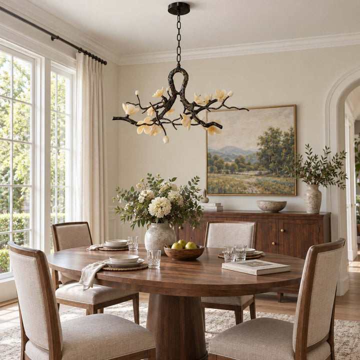 Brivayne Statement Chandelier with Ceramic Buds for Dining Rooms