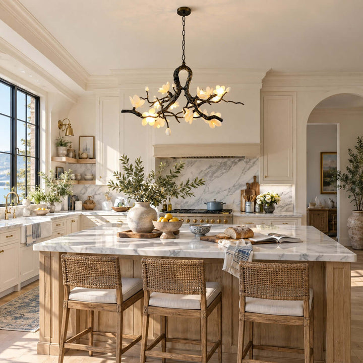 Brivayne Statement Chandelier with Ceramic Buds for Dining Rooms